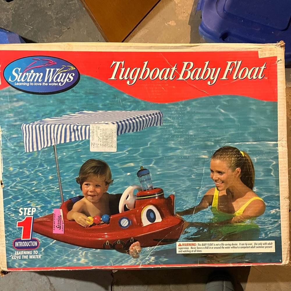 Vintage Tugboat Baby Float with Canopy - Red